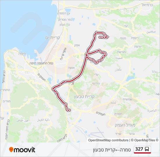 מפת המסלול של קו  327