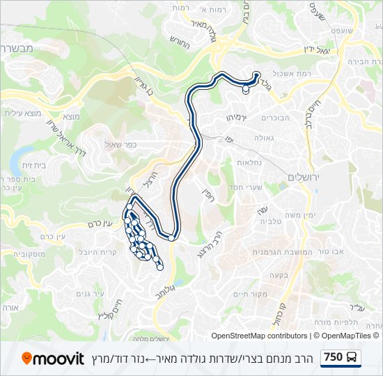 מפת המסלול של קו  750