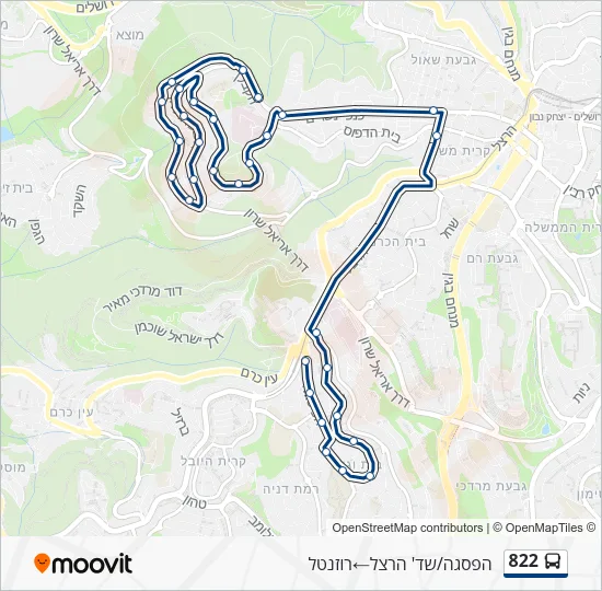 Автобус 822: карта маршрута