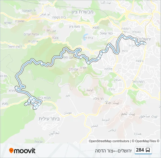 284 Bus Line Map