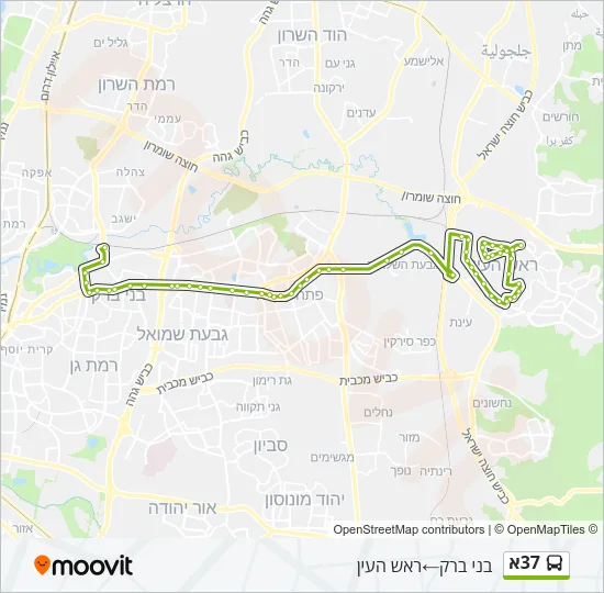 Автобус 37א: карта маршрута