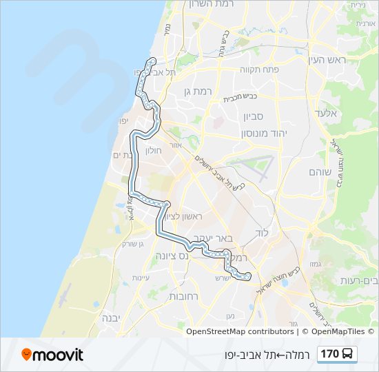 מפת המסלול של קו 170 מפת המסלול של קו 170