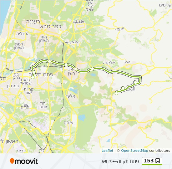 מפת המסלול של קו 153 מפת המסלול של קו 153