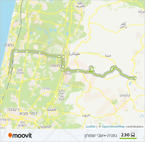 מפת המסלול של קו 230 מפת המסלול של קו 230