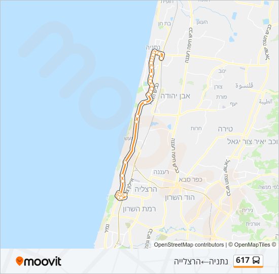 מפת המסלול של קו  617