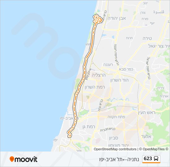 מפת המסלול של קו  623