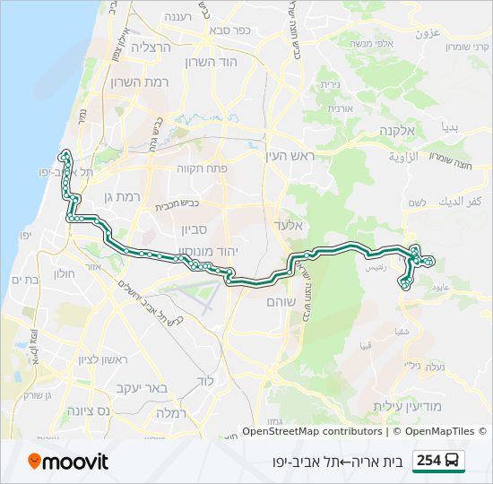 מפת המסלול של קו 254 מפת המסלול של קו 254