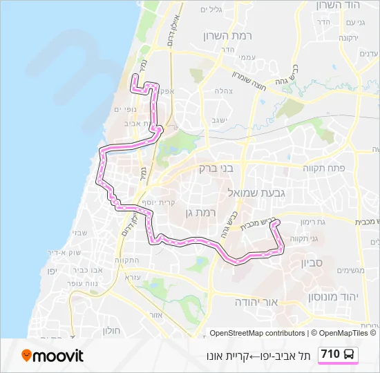 Автобус 710: карта маршрута