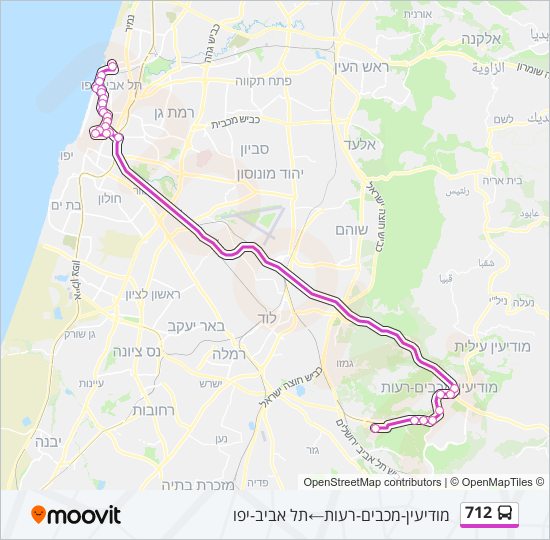 מפת המסלול של קו  712