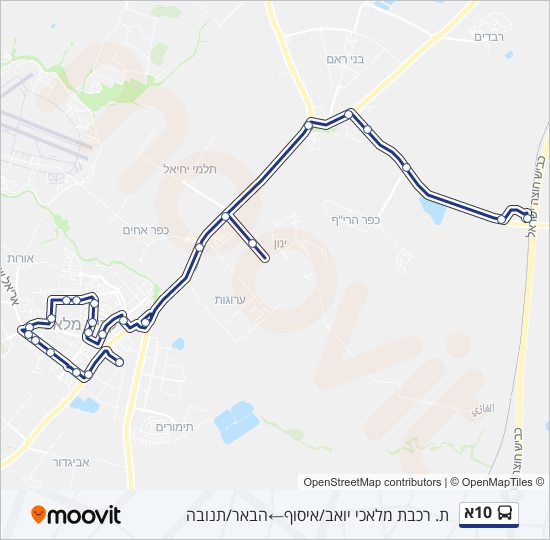 Автобус 10א: карта маршрута