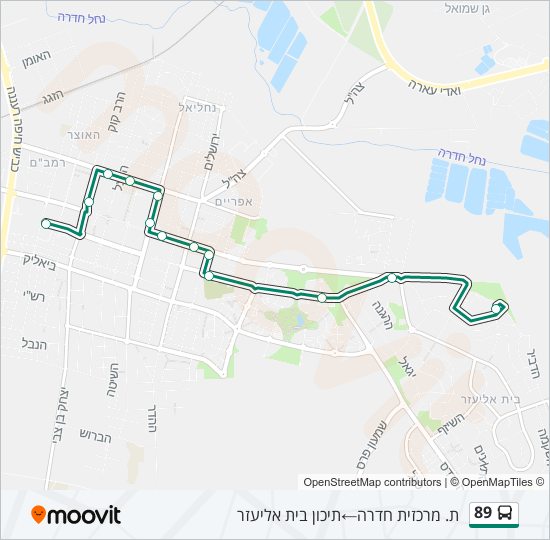 מפת המסלול של קו  89