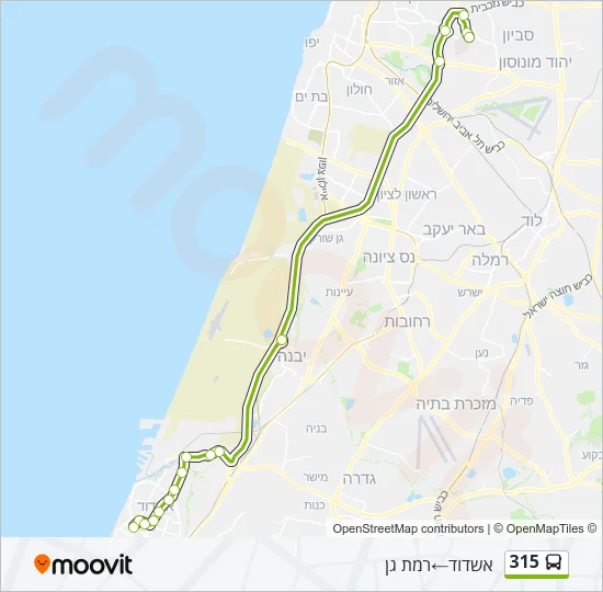 מפת המסלול של קו  315