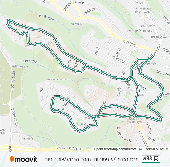 33א Bus Line Map