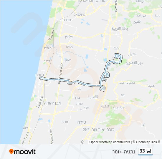מפת המסלול של קו  33