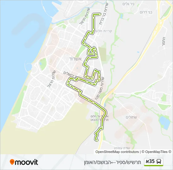 Автобус 35א: карта маршрута