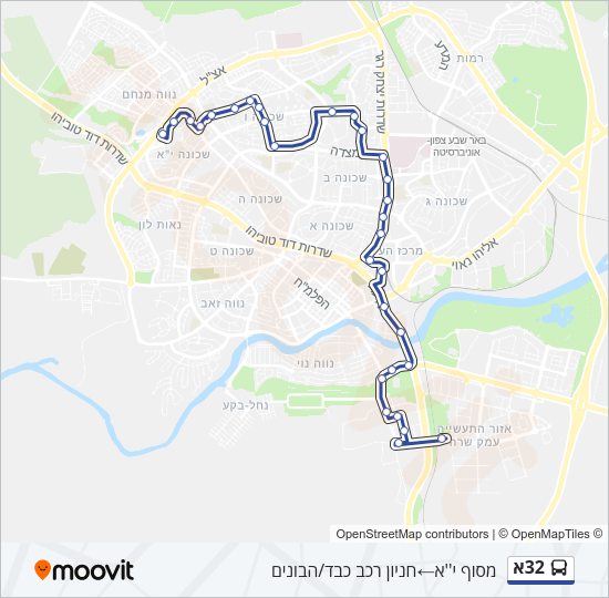 Автобус 32א: карта маршрута