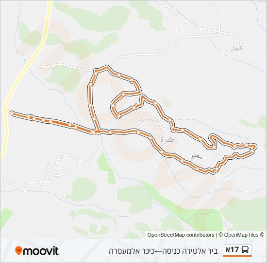 17א bus Line Map