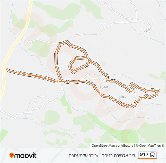 Автобус 17א: карта маршрута