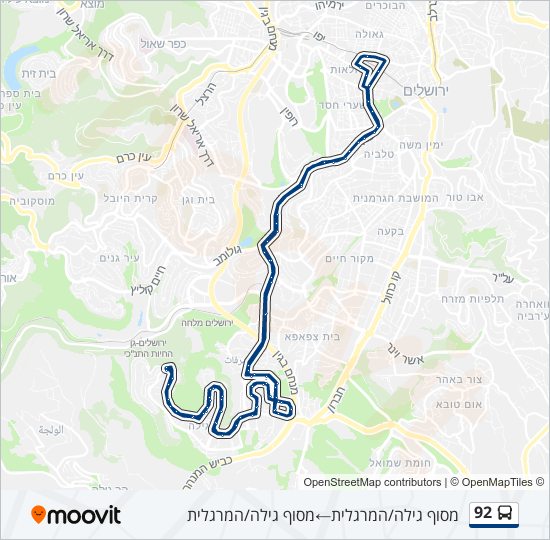 Автобус 92: карта маршрута