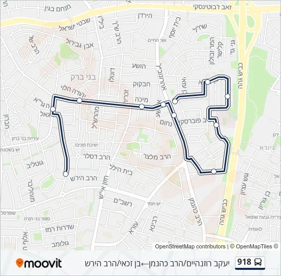 מפת המסלול של קו  918