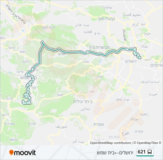 Автобус 621: карта маршрута