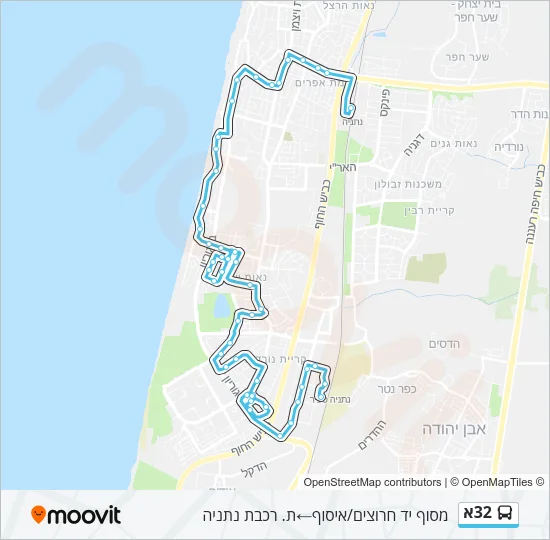 32א Bus Line Map