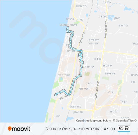 מפת המסלול של קו  65