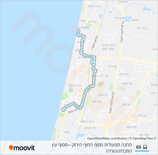 מפת המסלול של קו  65