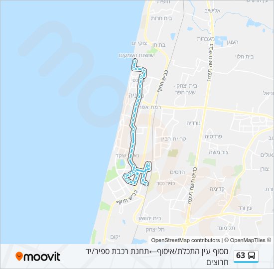 מפת המסלול של קו  63