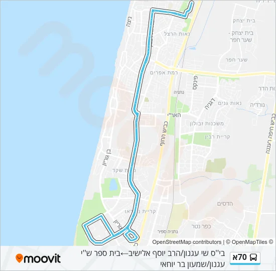 Автобус 70א: карта маршрута
