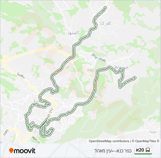 Автобус 20א: карта маршрута