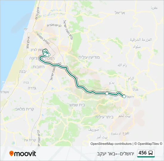מפת המסלול של קו  456