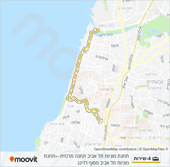 Автобус 4-שירות: карта маршрута