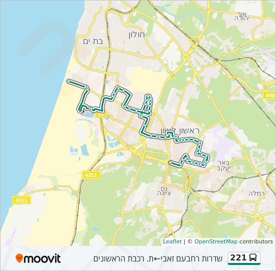 מפת המסלול של קו 221 מפת המסלול של קו 221