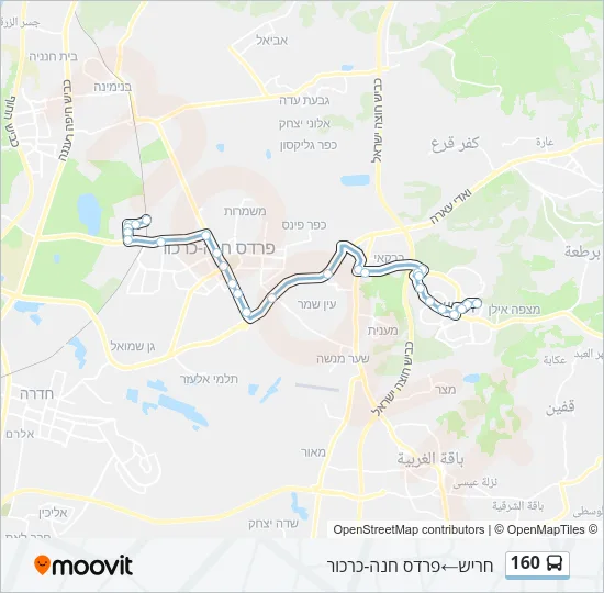 מפת המסלול של קו  160