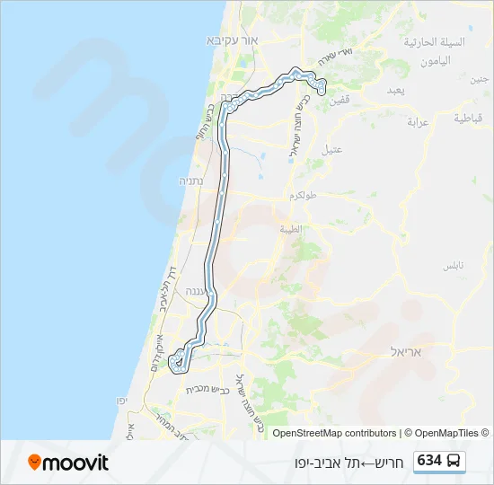 מפת המסלול של קו  634