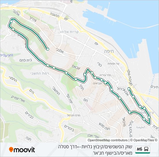 Автобус 6א: карта маршрута