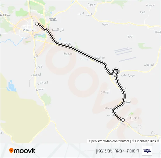דימונה - באר שבע צפון Israel Railways Line Map