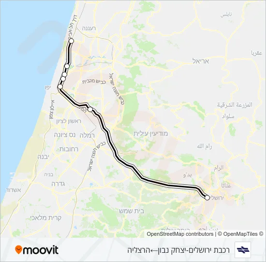 Железные дороги Израиля ירושלים/יצחק נבון - הרצליה ✈: карта маршрута