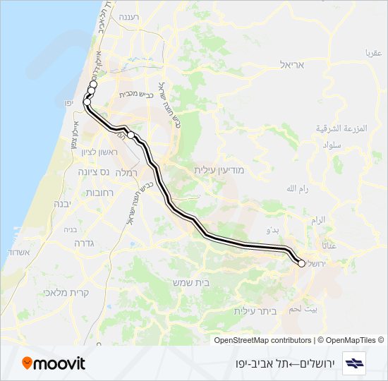 Железные дороги израиля ירושלים/יצחק נבון - תל אביב מרכז ✈: карта маршрута