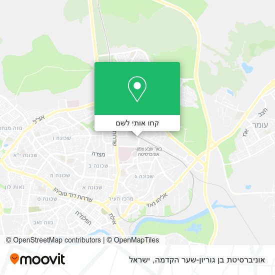 מפת אוניברסיטת בן גוריון-שער הקדמה