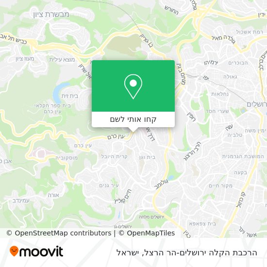 מפת הרכבת הקלה ירושלים-הר הרצל