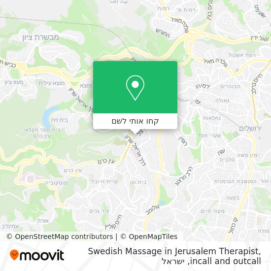 מפת Swedish Massage in Jerusalem Therapist, incall and outcall