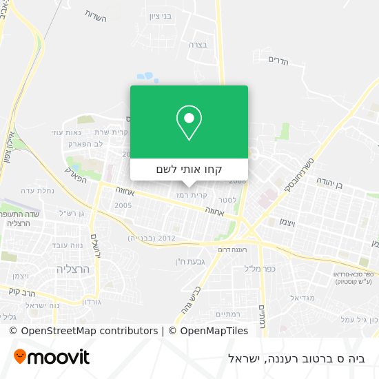 מפת ביה ס ברטוב רעננה