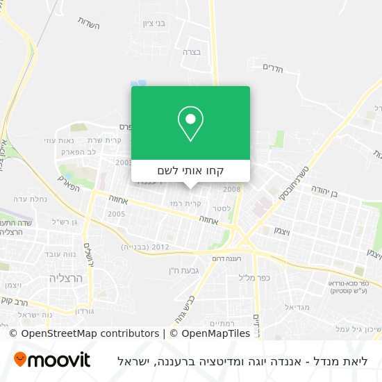 מפת ליאת מנדל - אננדה יוגה ומדיטציה ברעננה