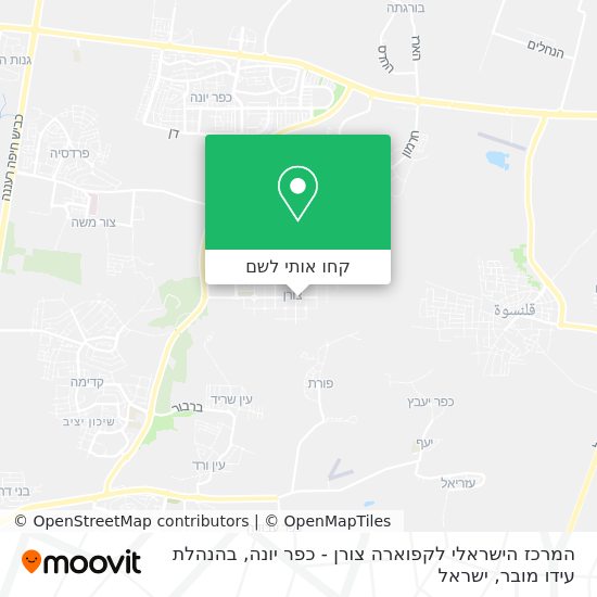מפת המרכז הישראלי לקפוארה צורן - כפר יונה, בהנהלת עידו מובר