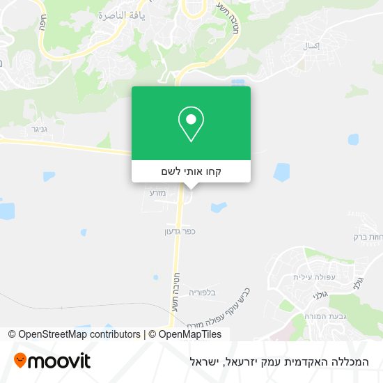 מפת המכללה האקדמית עמק יזרעאל