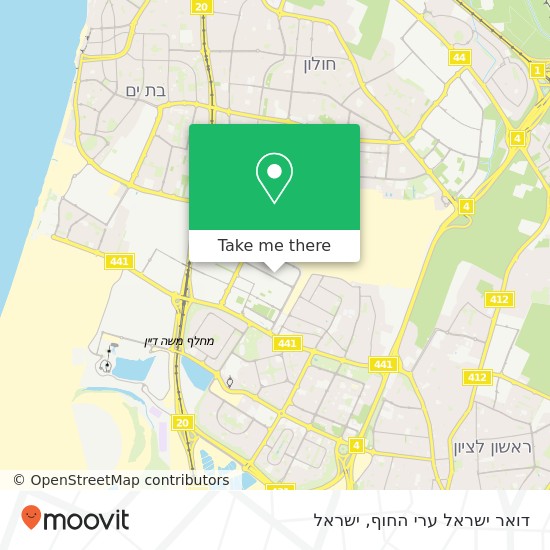 מפת דואר ישראל ערי החוף
