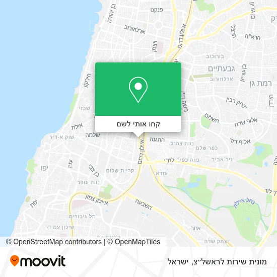 מפת מונית שירות לראשל״צ