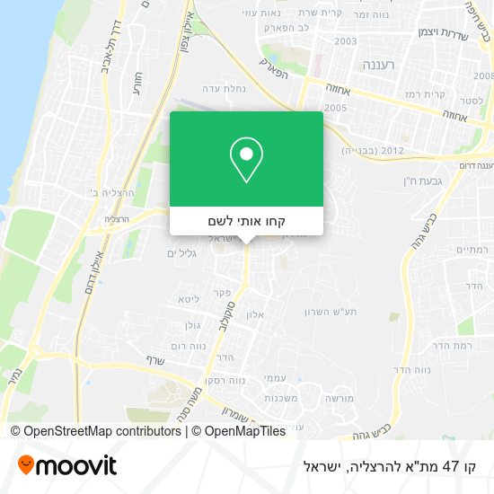 מפת קו 47 מת"א להרצליה